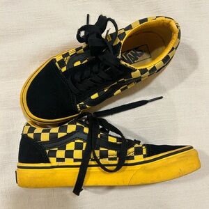 Vans Black and Yellow Checkered Sneakers